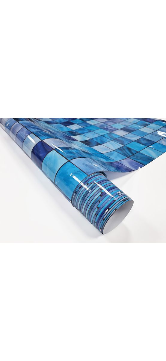 Autocolant perete baie imitaţie faianţă decorativă, Folina Blue Magic, rezistent la apă şi căldură, lățime 120 cm