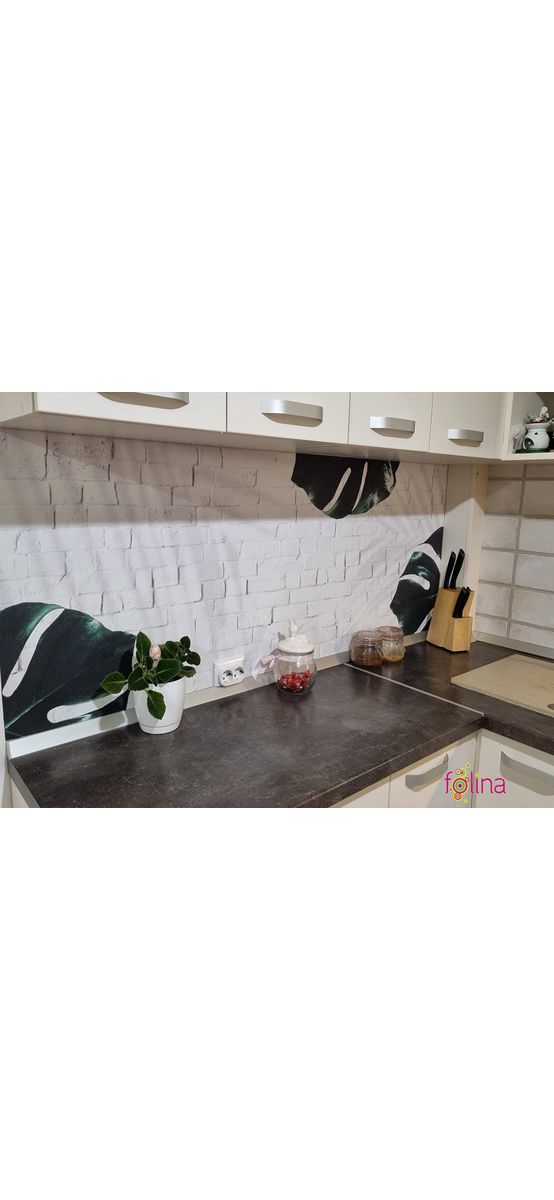 Autocolant perete, Folina, model piatră cu frunze, rolă de 67x200 cm