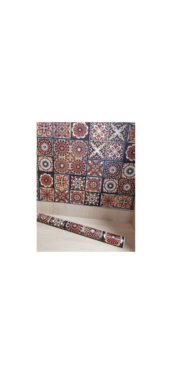 Autocolant perete bucătărie, Folina, maro, aspect mat, rolă de 60x200 cm