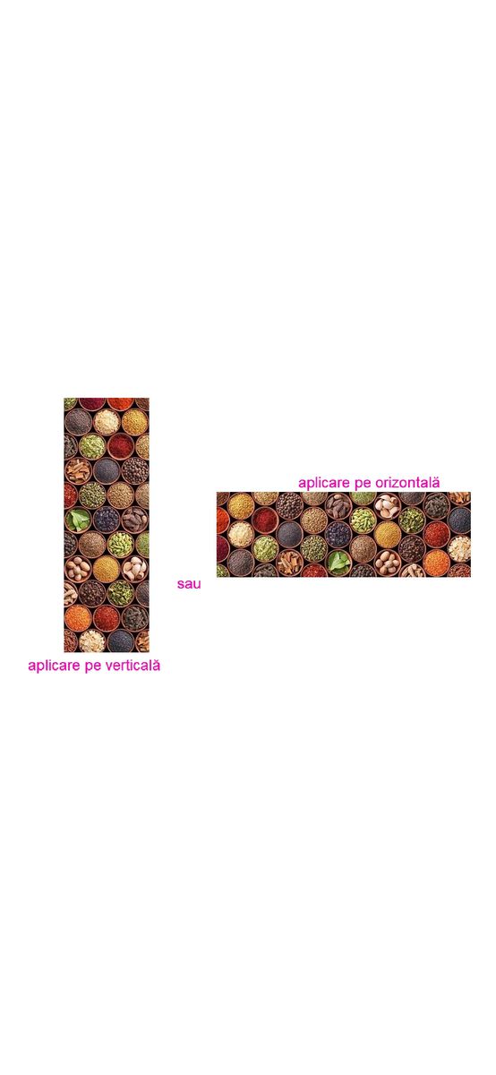 Autocolant perete bucătărie, Dimex, model condimente, multicolor, rezistent la apă şi căldură, rolă de 60x350 cm