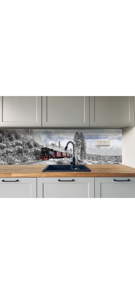 Autocolant perete, Folina, Tren cu aburi prin pădure, 67x200 cm