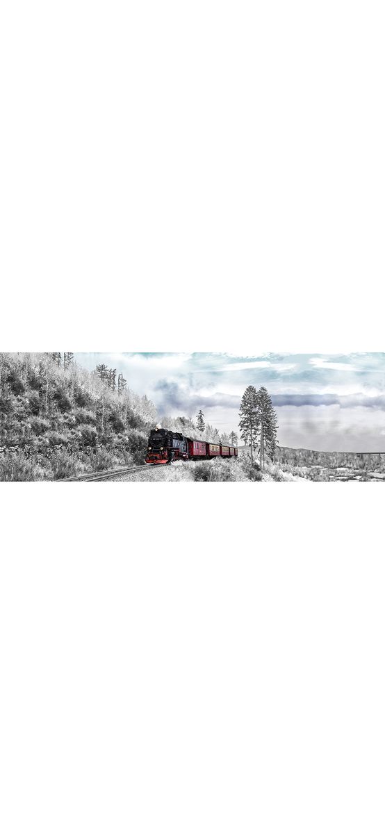 Autocolant perete, Folina, Tren cu aburi prin pădure, 67x200 cm