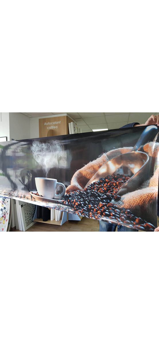 Autocolant perete bucătărie, Folina, model cafea, în nuanţe de maro, rolă de 80x250 cm