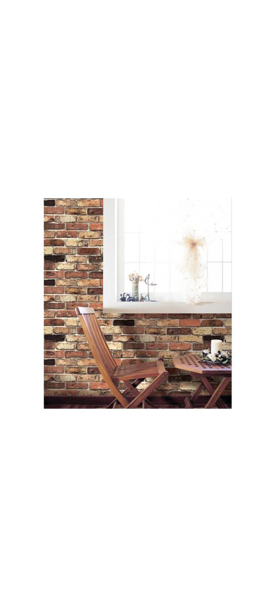 Autocolant perete imitaţie cărămidă, MagicFix, culoare maro, 100 cm lăţime