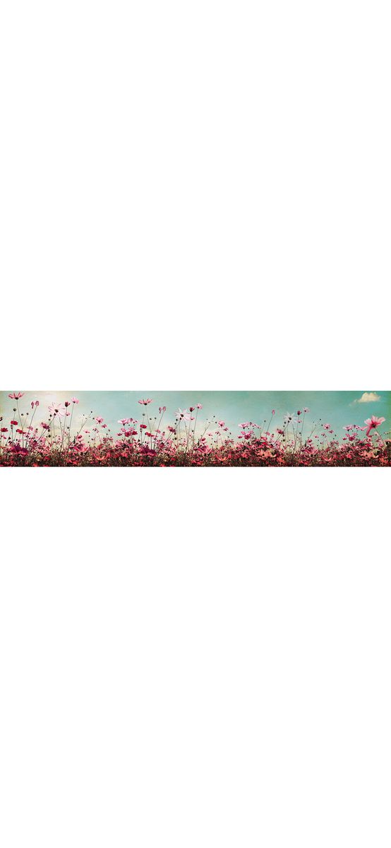 Autocolant perete contrablat bucătărie, Dimex, peisaj cu flori de câmp roz, rolă de 60x350 cm