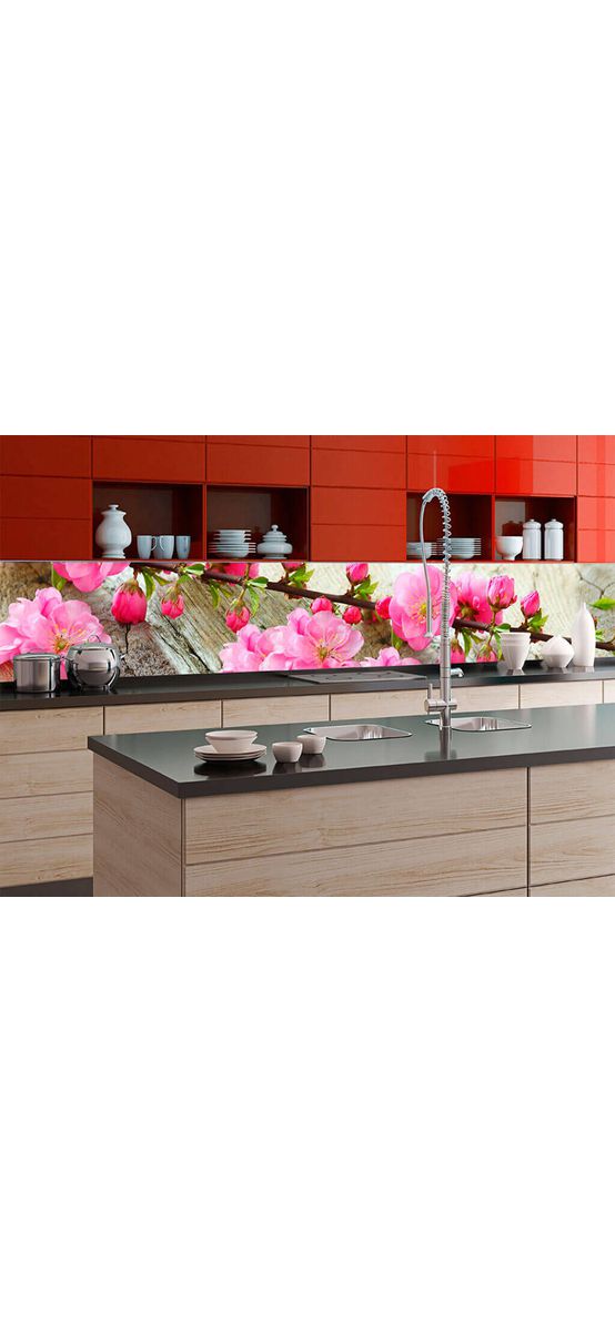 Autocolant perete backsplash, Dimex Flori de cireş, rezistent la apă şi căldură, rolă de 60x350 cm