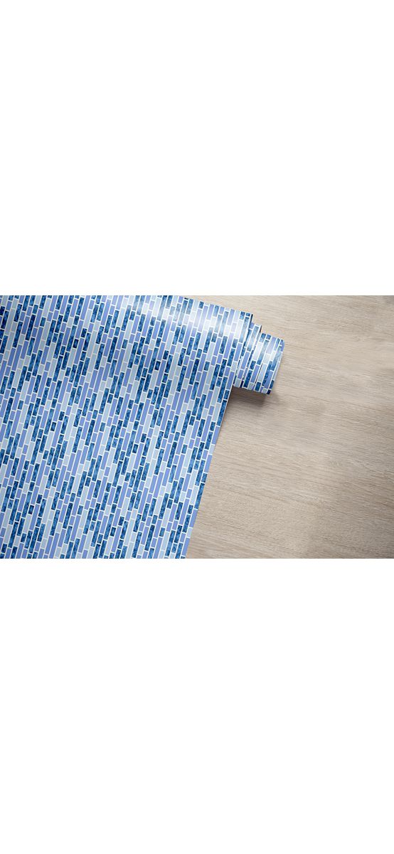 Autocolant perete baie și bucatărie, imitaţie mozaic albastru, rezistent la apă şi căldură, rolă de 67x200 cm