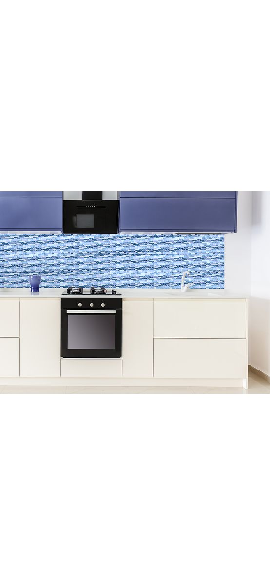 Autocolant perete baie și bucatărie, imitaţie mozaic albastru, rezistent la apă şi căldură, rolă de 67x200 cm