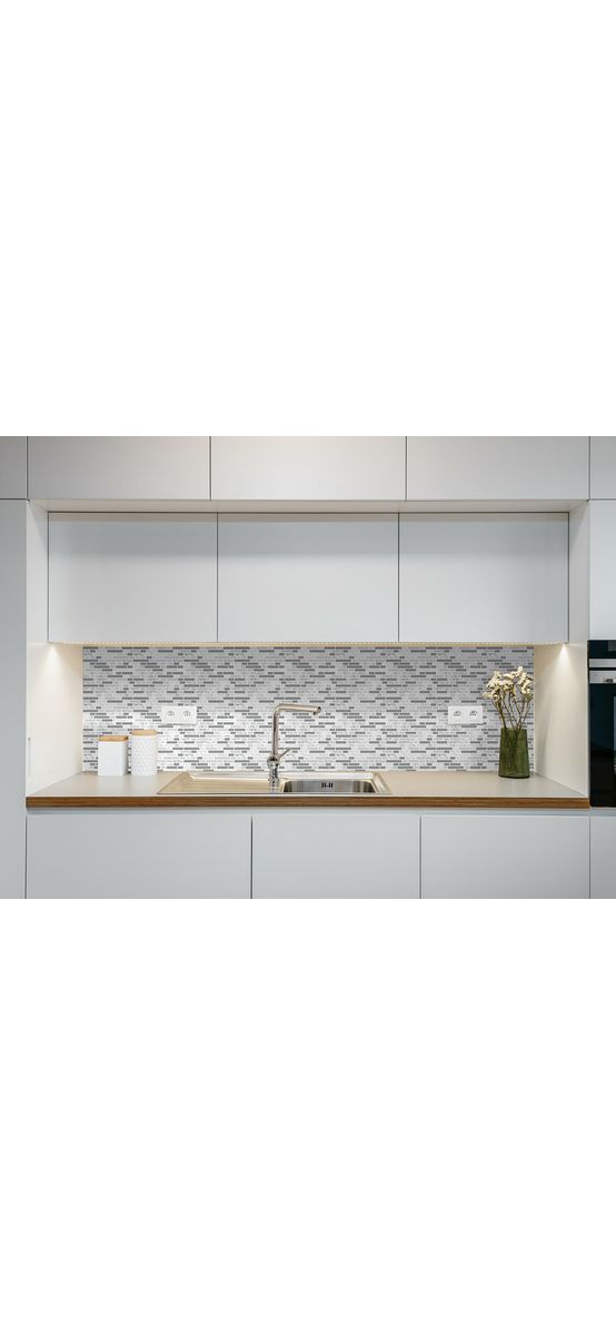 Autocolant perete baie și bucatărie, imitaţie mozaic gri, rezistent la apă şi căldură, rolă de 67x200 cm