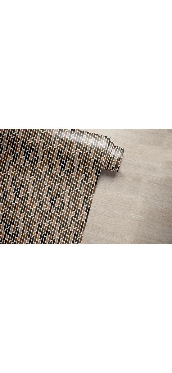 Autocolant perete baie și bucatărie, imitaţie mozaic maro, rezistent la apă şi căldură, rolă de 67x200 cm