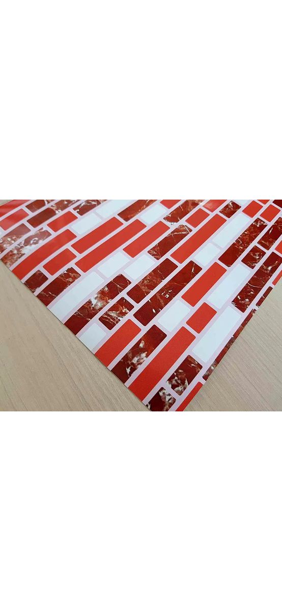 Autocolant perete baie și bucatărie, imitaţie mozaic roșu, rezistent la apă şi căldură, rolă de 67x200 cm