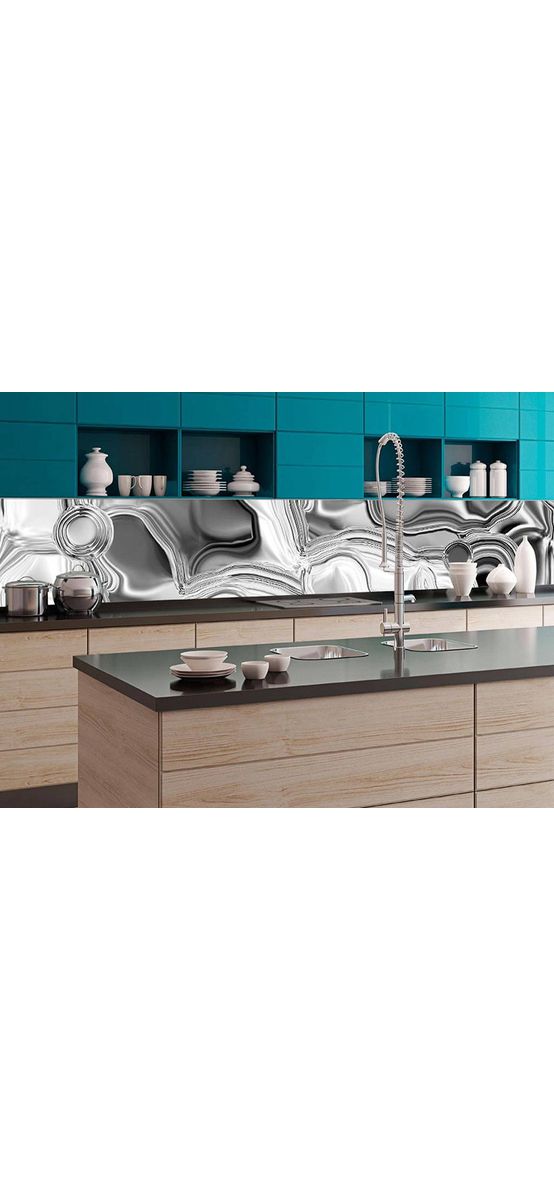 Autocolant perete backsplash, Dimex, imprimeu abstract gri, rezistent la apă şi căldură, rolă de 60x350 cm