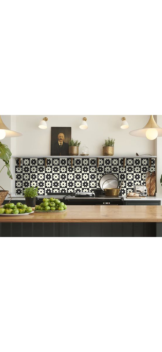 Autocolant perete model retro cu flori alb-negru, Folina, rolă de 67x200 cm