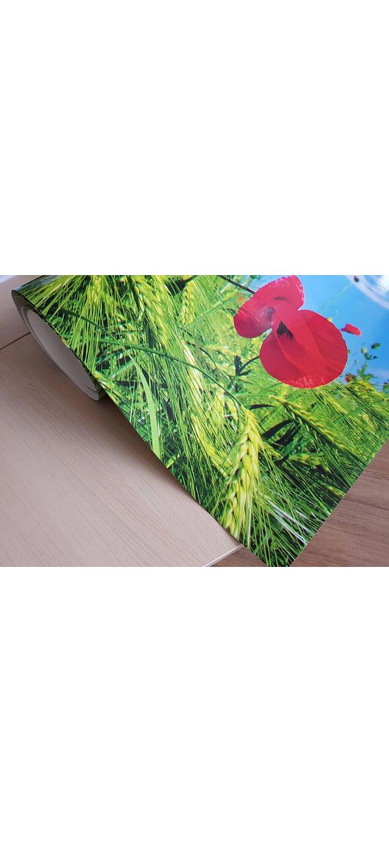 Autocolant perete, Folina, Câmp cu Maci, decor contrablat bucătărie, 80x400 cm