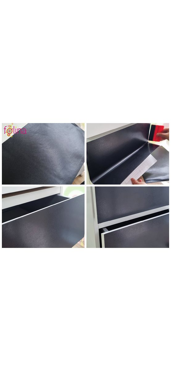 Autocolant imitaţie piele neagra, Folina, aspect mat, rolă de 75x300 cm