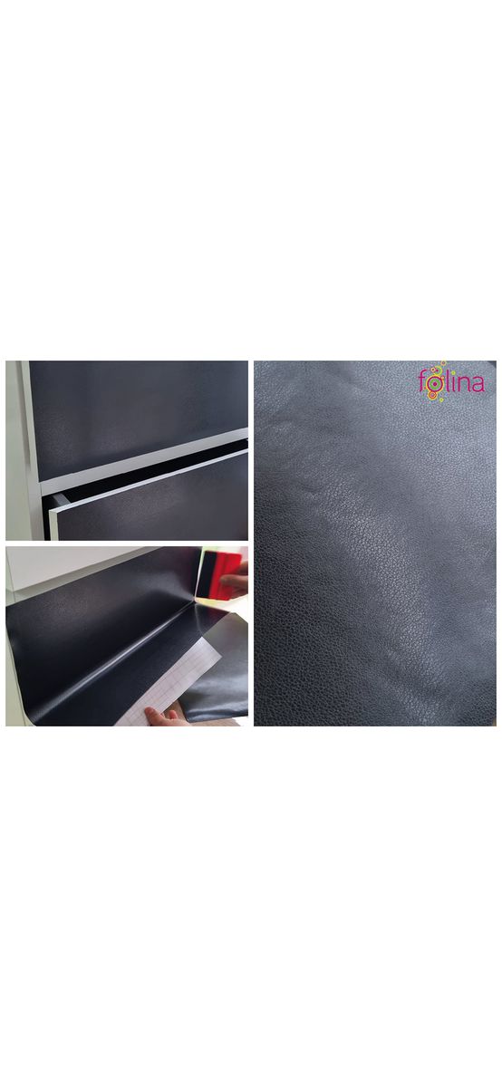 Autocolant imitaţie piele neagra, Folina, aspect mat, rolă de 75x300 cm