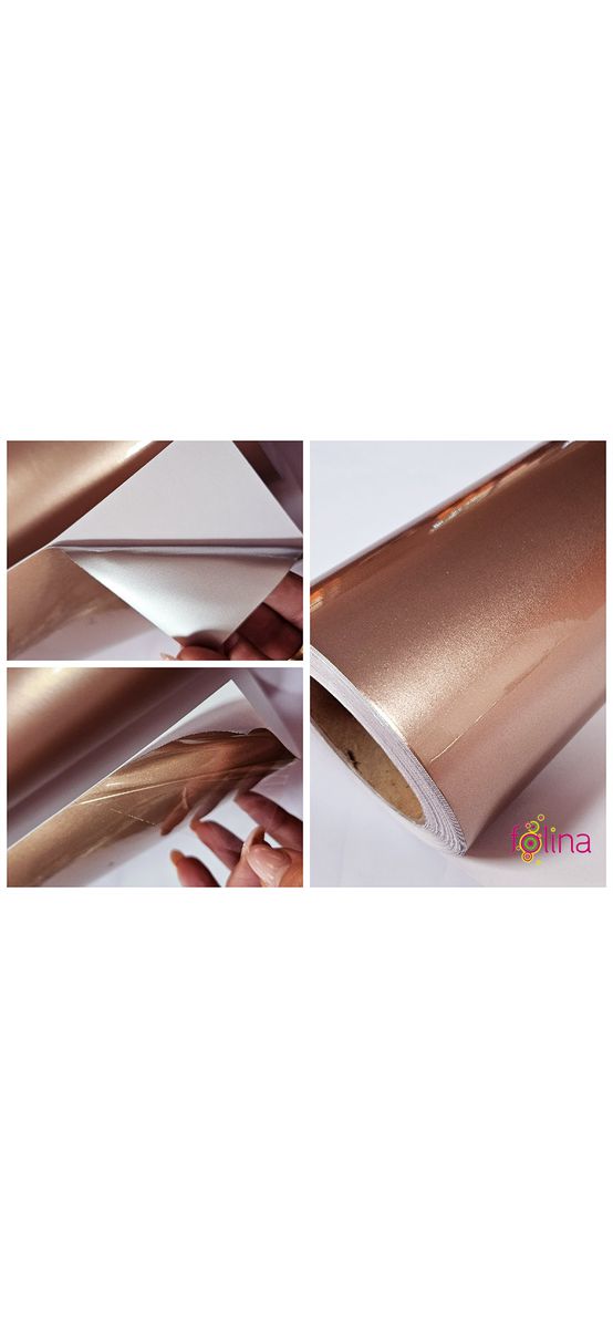 Autocolant rose gold, Folina, cu efect metalic lucios, rolă de 50x150 cm