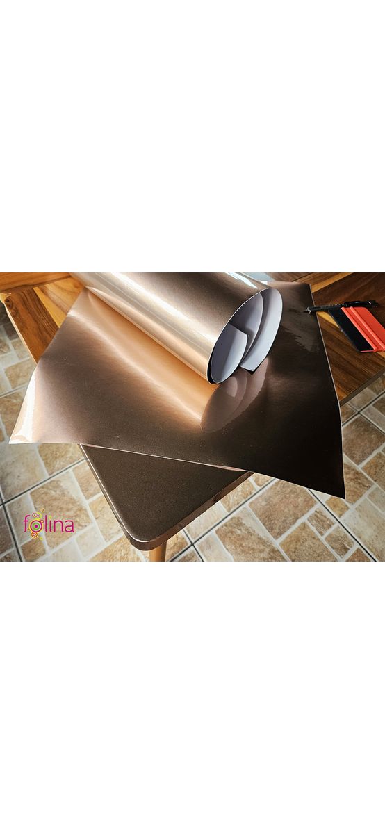 Autocolant rose gold, Folina, cu efect metalic lucios, rolă de 50x150 cm