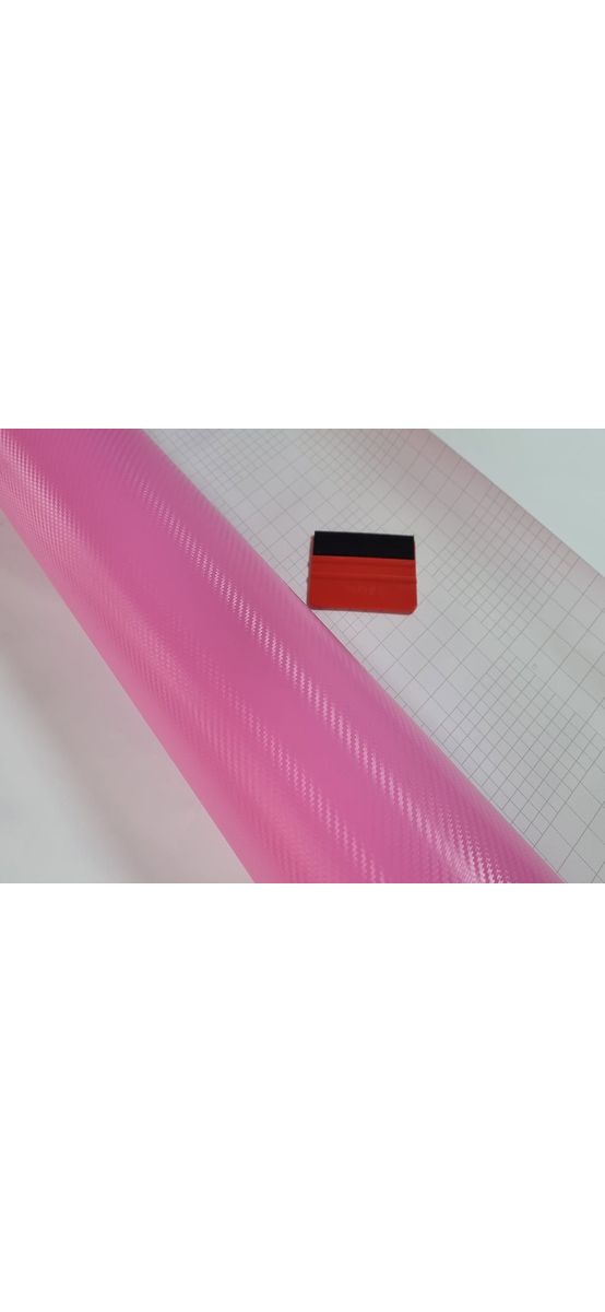 Autocolant roz mat carbon 3D, Folina, cu tehnologie de eliminare bule aer, rolă de 75x200 cm, racletă inclusă