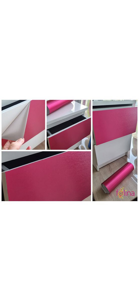 Autocolant magenta cu efect metalic Brushed, folie autoadezivă bubblefree, rolă de 152x300 cm, cu racletă pentru aplicare