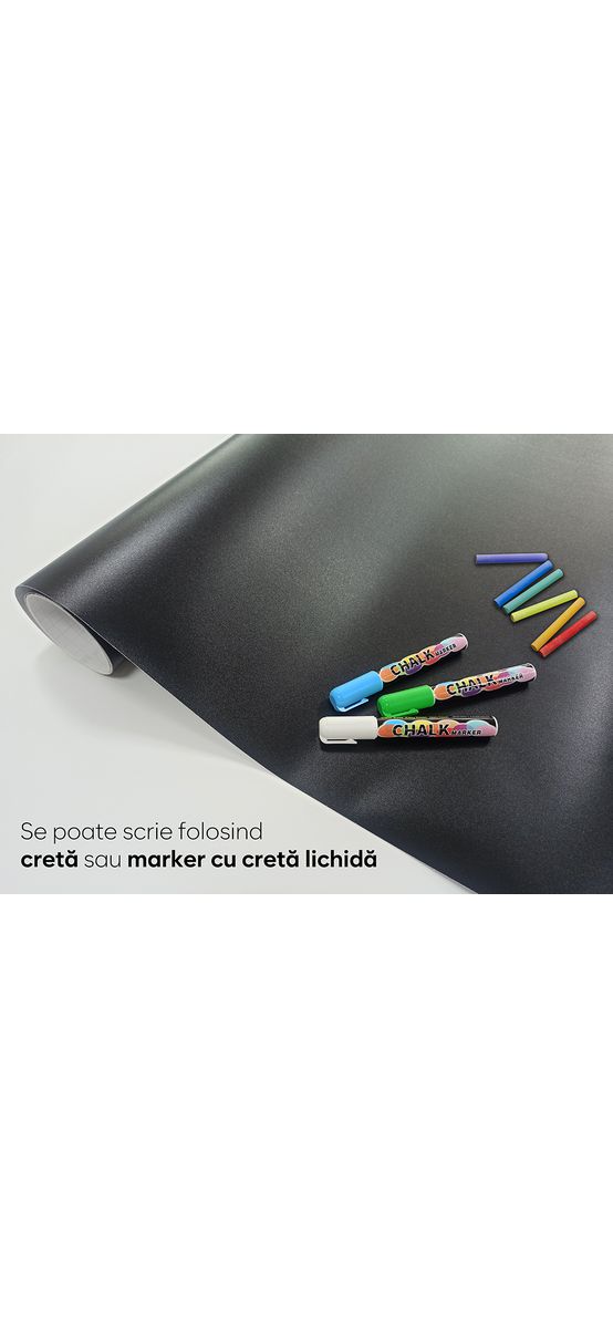 Autocolant tablă de scris cu cretă Blackboard, X-Film, folie autoadezivă neagră, 50x120 cm