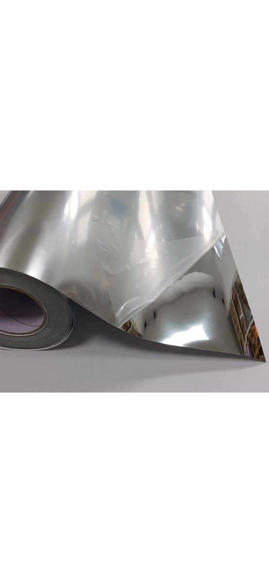 Autocolant argintiu cu efect de oglindă, Kointec, pentru suprafeţe din sticlă, oglindă, plexiglass, plastic, 120 cm lăţime