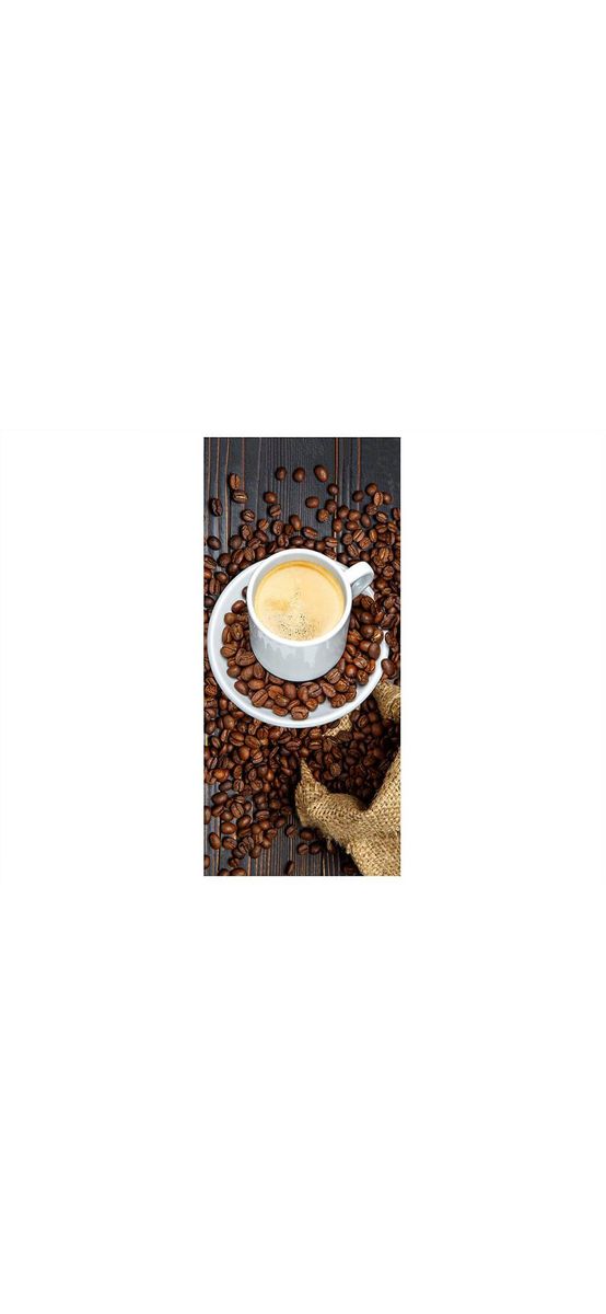 Autocolant uşă bucătărie, Ceaşcă şi boabe cafea, Folina, culoare  maro, rolă de 92x205 cm