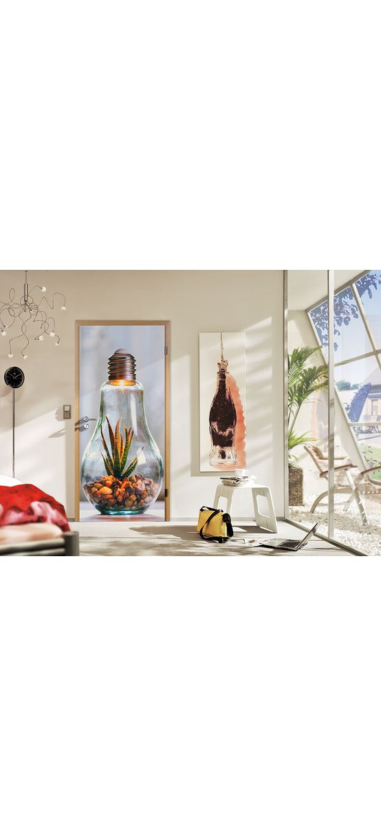 Autocolant uşă Aloe, Folina, model multicolor, dimensiune autocolant 92x205 cm
