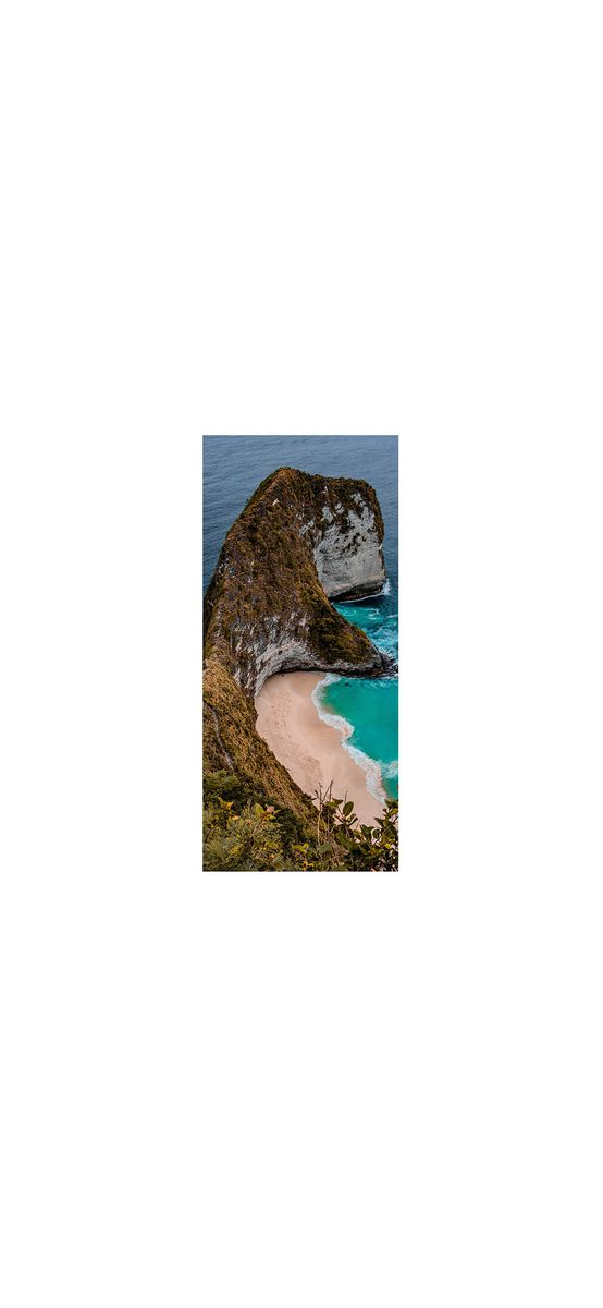 Autocolant uşă Ocean şi stâncă, Folina, model multicolor, dimensiune autocolant 92x205 cm