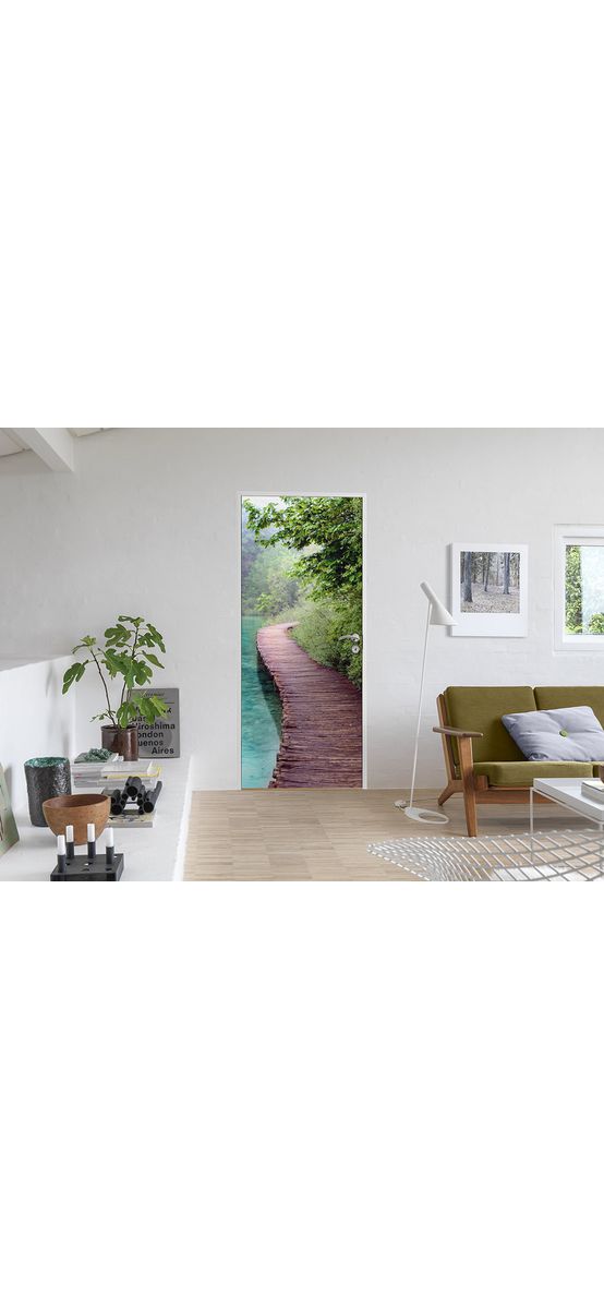 Autocolant uşă Ponton, Folina, model cu peisaj, dimensiune autocolant 92x205 cm
