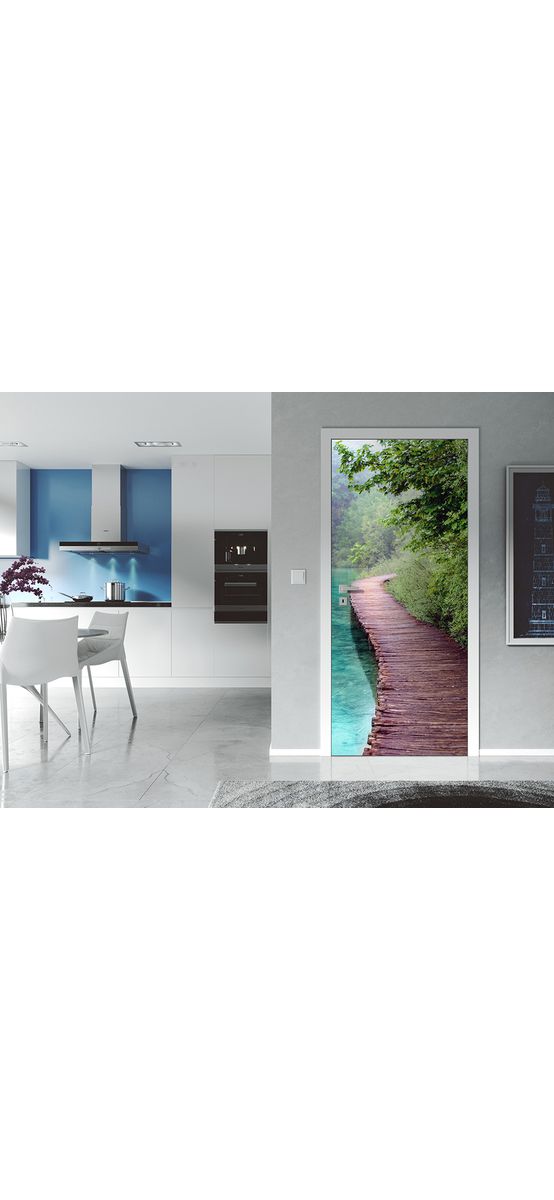Autocolant uşă Ponton, Folina, model cu peisaj, dimensiune autocolant 92x205 cm