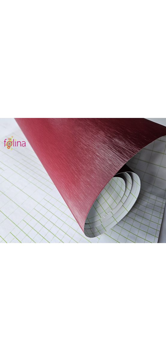 Autocolant vişiniu cu efect metalic brushed, aspect mat, rolă de 100x200 cm