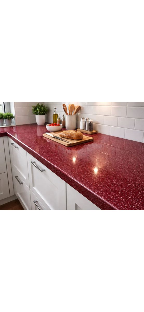 Autocolant mobilă vişiniu lucios cu detalii argintii, rolă de 100x200 cm