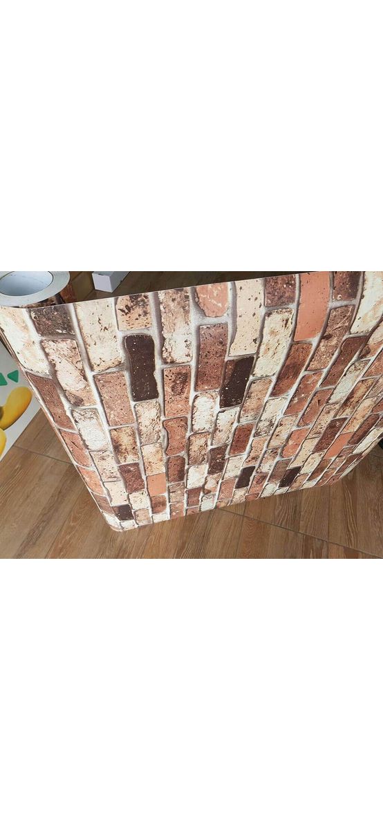 Autocolant perete imitaţie cărămidă, MagicFix, culoare maro, 100 cm lăţime