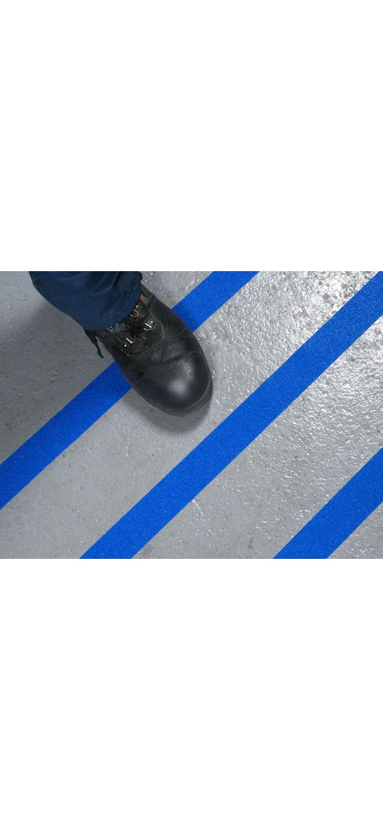 Bandă antialunecare, antiderapantă, autoadezivă cu granulație grosieră, culoare albastră, ideală pentru scări și podele, rolă 5 cm x 5 m