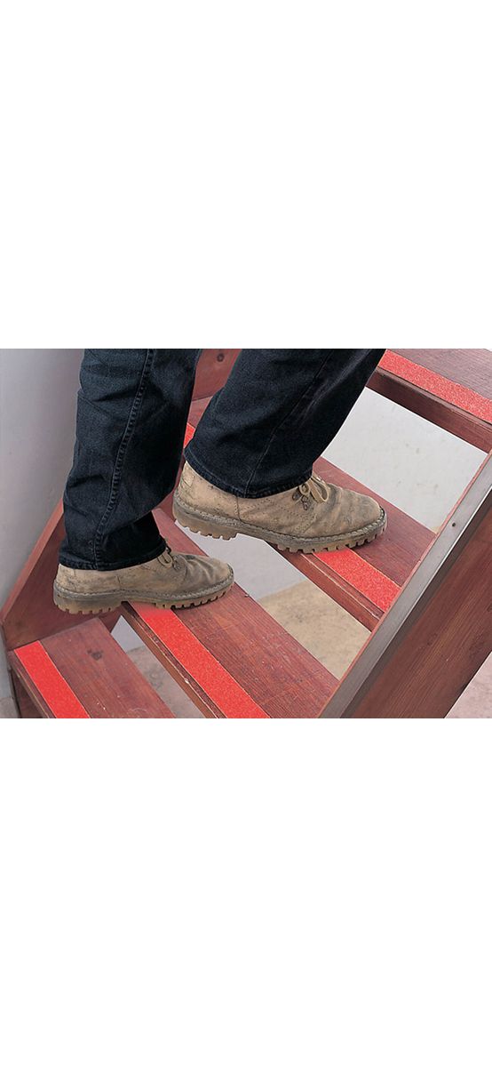 Bandă antialunecare, antiderapantă,  autoadezivă cu granulație grosieră, culoare roșie, ideală pentru scări și podele, rolă 5 cm x 5 m