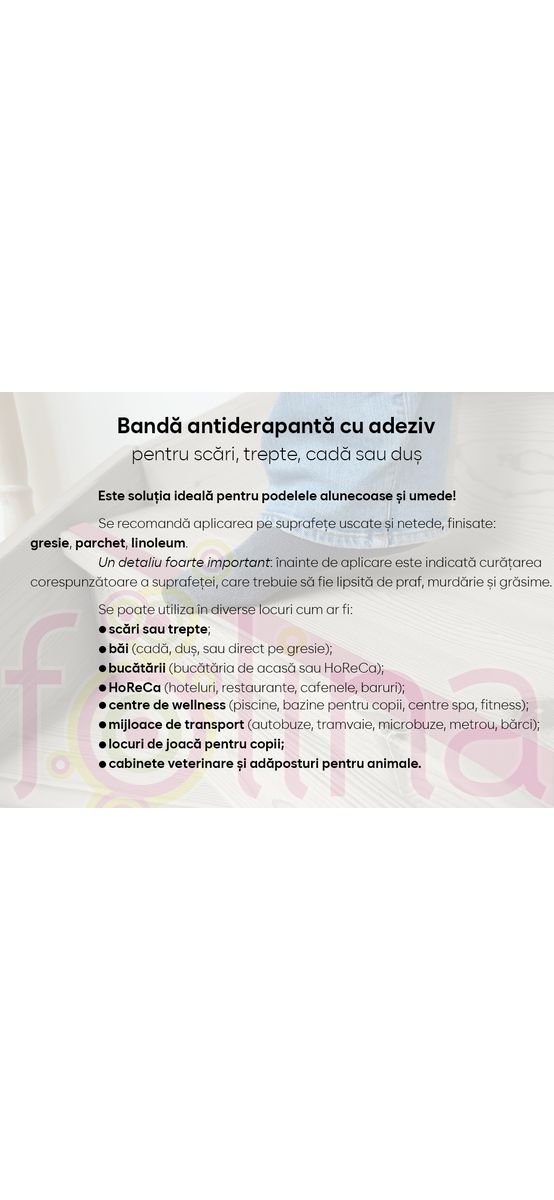 Bandă antiderapantă autoadezivă pentru scări, cadă sau duș, culoare roz, rolă 2,5 cm x 100 cm