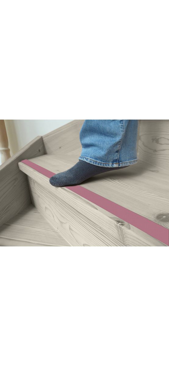 Bandă antiderapantă autoadezivă pentru scări, cadă sau duș, culoare roz, rolă 2,5 cm x 100 cm