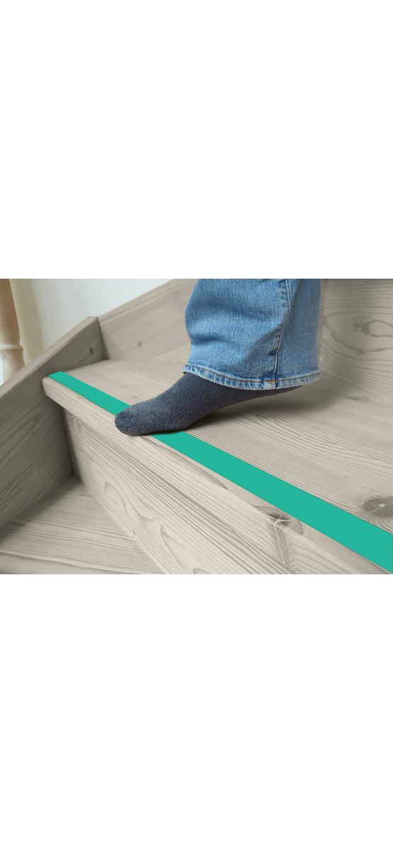 Bandă antiderapantă autoadezivă pentru scări, cadă sau duș, culoare cyan, rolă 2,5 cm x 100 cm