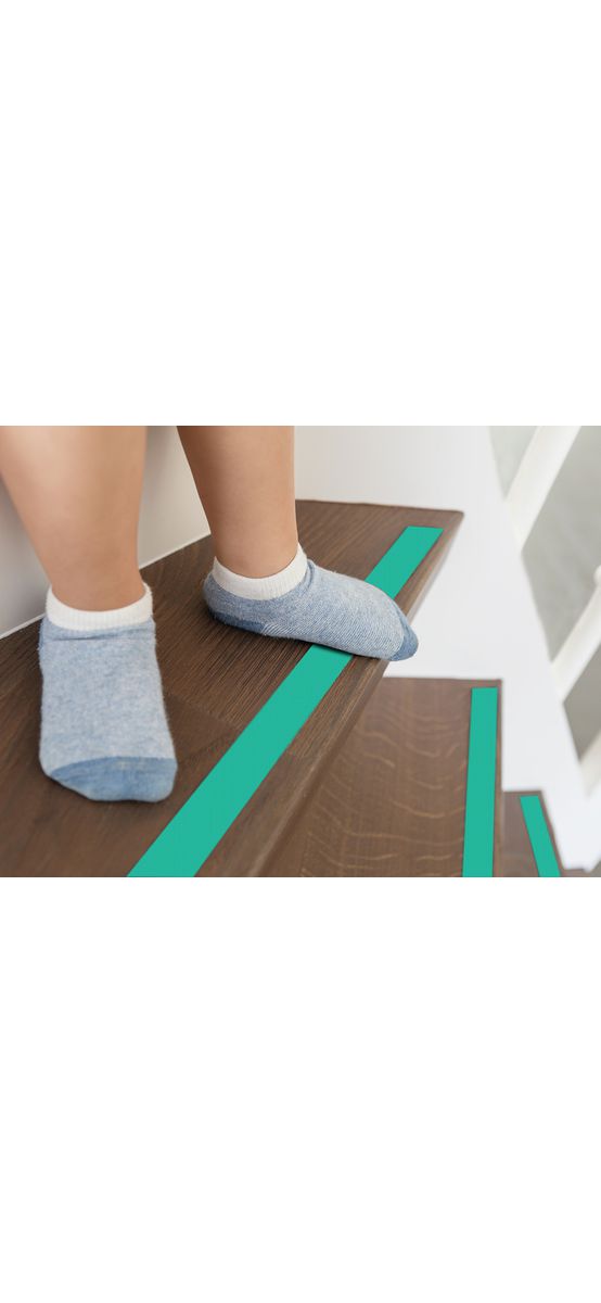 Bandă antiderapantă autoadezivă pentru scări, cadă sau duș, culoare cyan, rolă 2,5 cm x 100 cm
