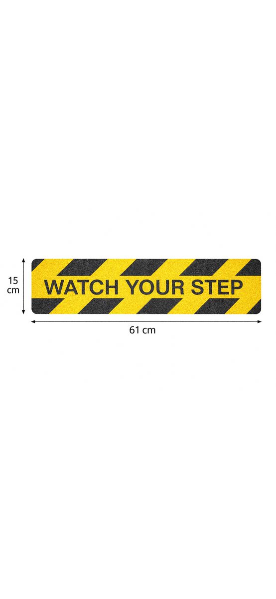 Set 2 Benzi Antiderapante pentru Scări „Watch Your Step” 61 × 15 cm Galben-Negru