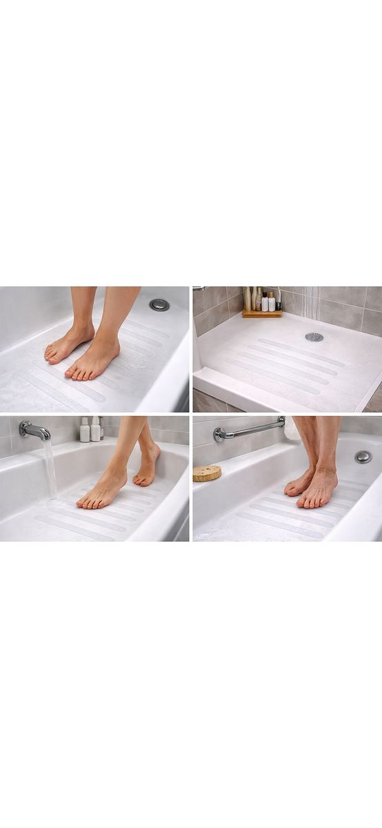 Bandă antiderapantă transparentă pentru cadă și duș, bandă antialunecare baie, 5 cm x 5 m