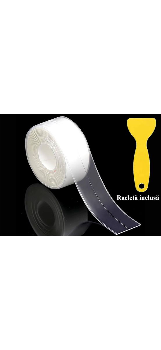 Set 2 role bandă autoadezivă etanşare cadă sau chiuvetă, transparentă, Folina ETF11, 3,5 cm x 3,3 metri