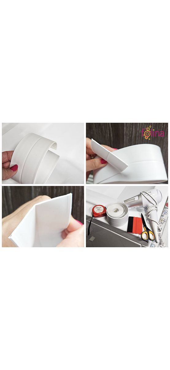 Bandă etanşare autoadezivă albă, Folina ETF12, rolă de 6 cm x 3,2 m, racletă de aplicare inclusă