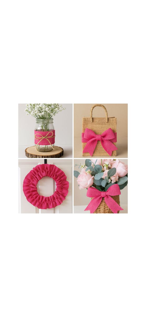 Bandă decorativă iută roz – rolă 6x200 cm