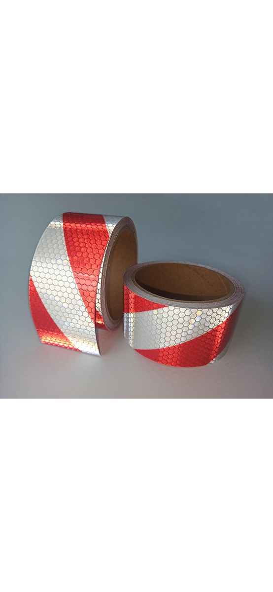 Bandă reflectorizantă autoadezivă de marcaj contur alb-roșu pentru siguranța rutieră, rolă 5 cm x 5 m