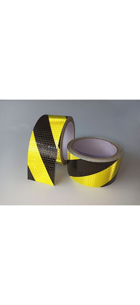 Bandă reflectorizantă autoadezivă de marcaj contur galben-negru pentru siguranța rutieră, rolă 5 cm x 5 m