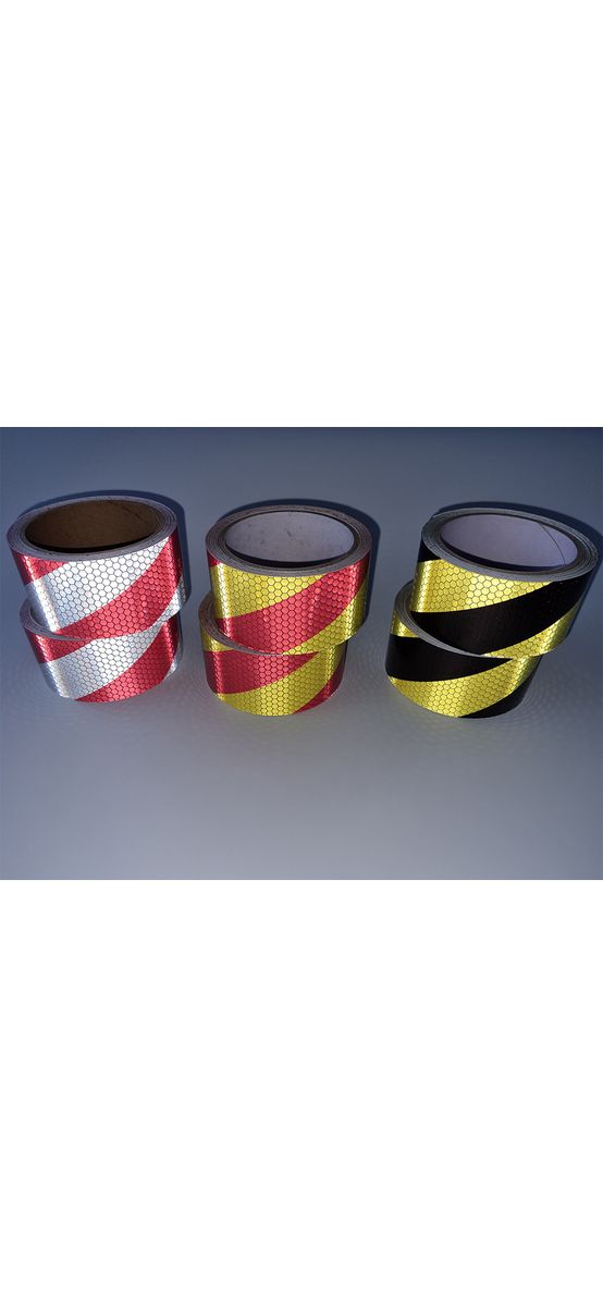 Bandă reflectorizantă autoadezivă de marcaj contur galben-negru pentru siguranța rutieră, rolă 5 cm x 5 m