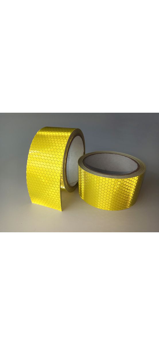 Bandă reflectorizantă autoadezivă de marcaj contur de culoare galbenă pentru siguranța rutieră, rolă 5 cm x 5 m
