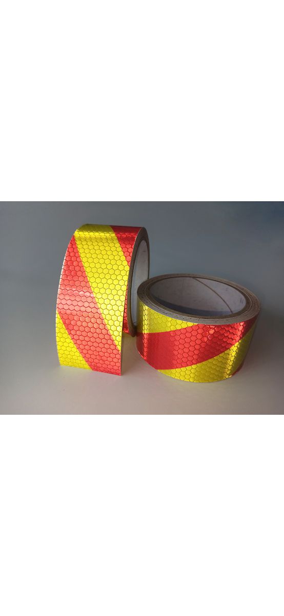 Bandă reflectorizantă autoadezivă de marcaj contur galben-roșu pentru siguranța rutieră, rolă 5 cm x 5 m